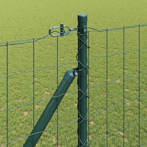 vidaXL Fence with Post Green 1.5 x 10 m Steel and PVC