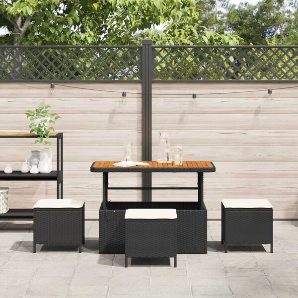 vidaXL Garden Dining Set Black Poly Rattan
