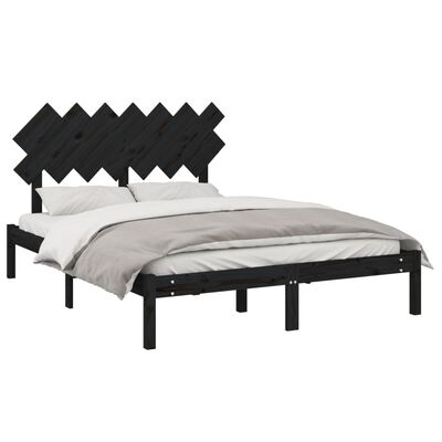 vidaXL Bed Frame Black 140x200 cm Solid Wood
