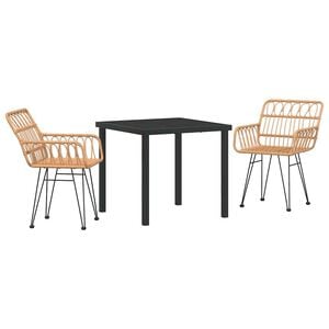 vidaXL Garden Dining Set 3 pcs Brown Powder-Coated Steel