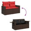 vidaXL 7 Piece Garden Sofa Set with Cushions Brown Poly Rattan Acacia