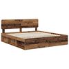 vidaXL Bed Frame with Headboard Old Wood 200 x 200 cm Solid Pine Wood