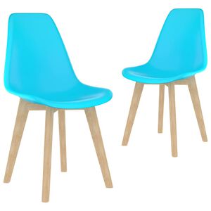 vidaXL Dining Chair | Set of 2 | Blue | Polypropylene, Beechwood | Medium