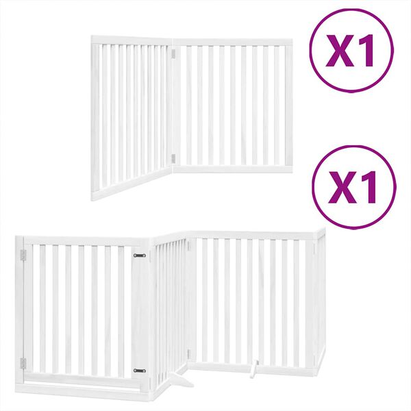 vidaXL Dog Gate with Door Foldable 6 Panels White 480 cm Poplar Wood