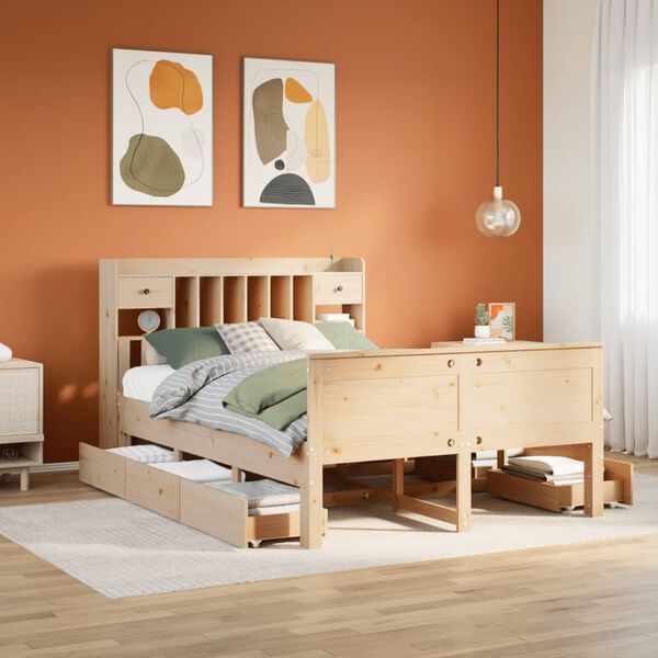 vidaXL Bookcase Bed without Mattress 140x200 cm Solid Wood Pine