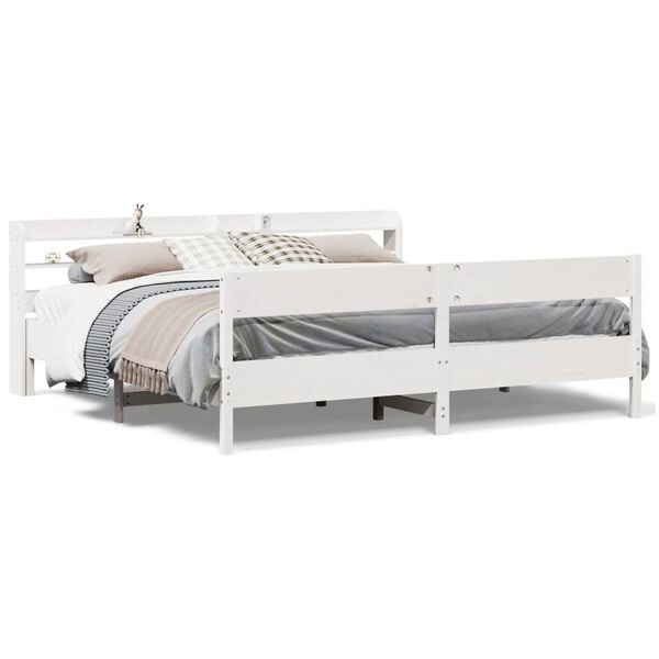 vidaXL Bed Frame without Mattress White 200x200 cm Solid Wood Pine