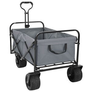 vidaXL Folding Shopping Trolley with Breaks Grey 89 x 63 x 96 cm