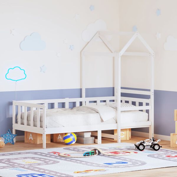 vidaXL Day Bed with Roof without Mattress White 90x200 cm Solid Wood