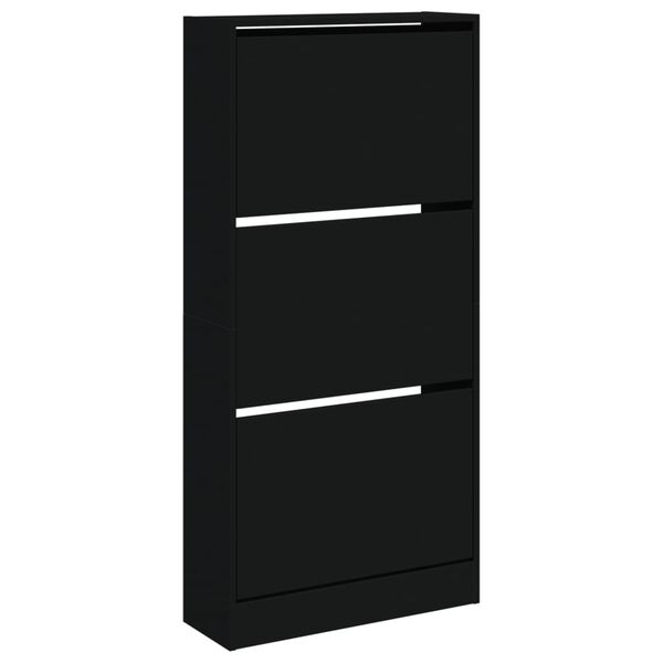 vidaXL Shoe Cabinet Black 60x21x125.5 cm Engineered Wood
