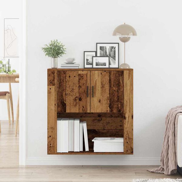vidaXL Wall Cabinet with Door Old Wood 80 x 33 x 80 cm Engineered Wood