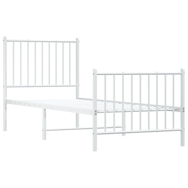 vidaXL Metal Bed Frame without Mattress with Footboard White 75x190cm