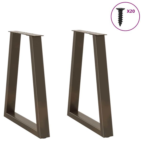vidaXL Dining Table Legs V-Shape 2 pcs Natural Steel 60x(72-73.3) cm Steel