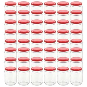 vidaXL Glass Jam Jars with Red Lid 48 pcs 230 ml