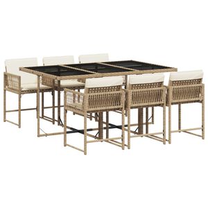 vidaXL Garden Dining Set | Beige, Black, Cream White