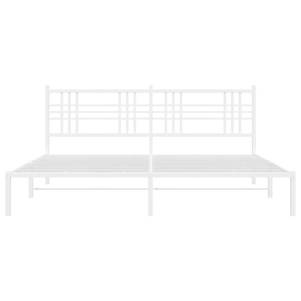 vidaXL Metal Bed Frame without Mattress with Headboard White 180x200cm