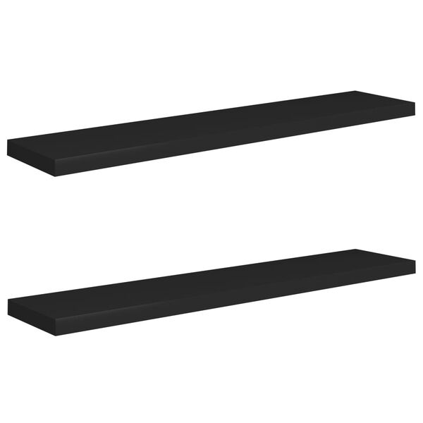 vidaXL Floating Wall Shelves 2 pcs Black 120x23.5x3.8 cm MDF