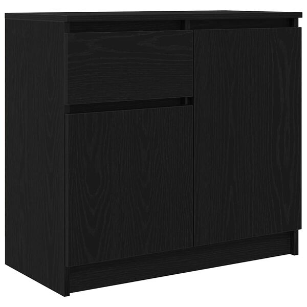 vidaXL Sideboard with Drawer Black Oak 71x35x65 cm Engineered Wood