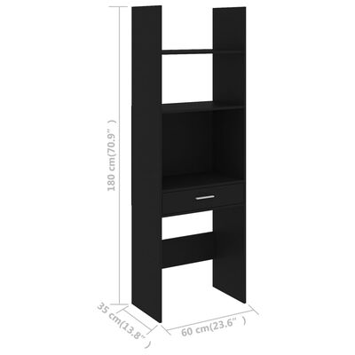 vidaXL Book Cabinet Black 60x35x180 cm Engineered Wood