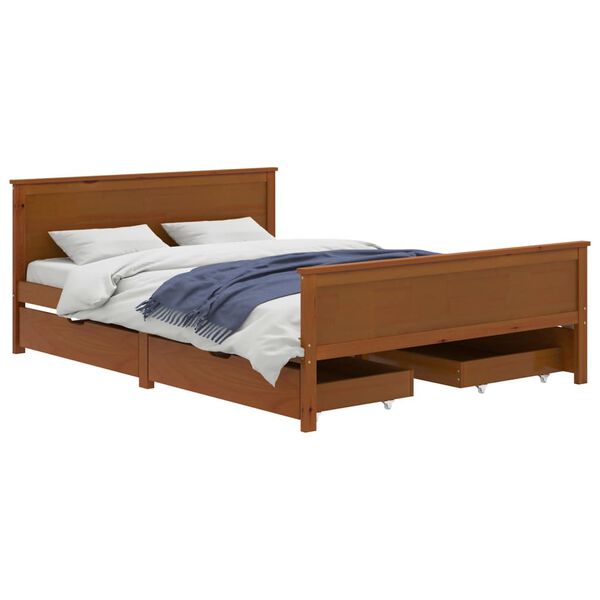 vidaXL Bed Frame without Mattress Honey Brown Solid Wood 140x200 cm