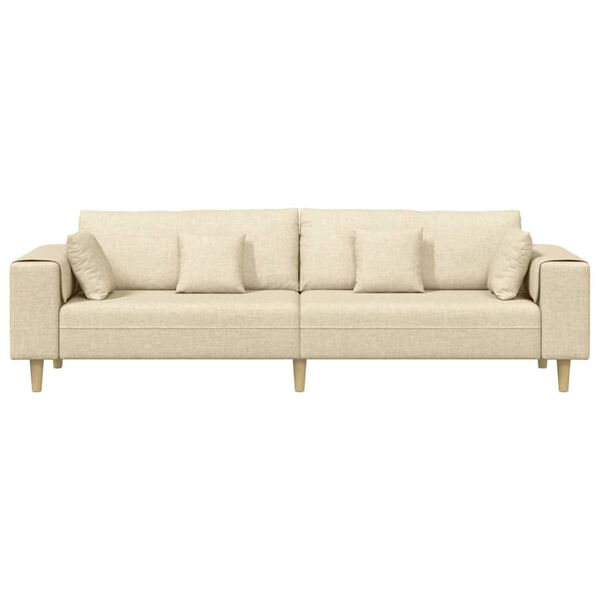 vidaXL Fabric Sofa with Cushion Cream 208 cm Fabric