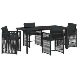 vidaXL Garden Dining Set 5 pcs Black Poly Rattan