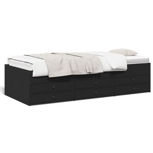 vidaXL Daybed with Drawers without Mattress Grey Sonoma 100x200 cm