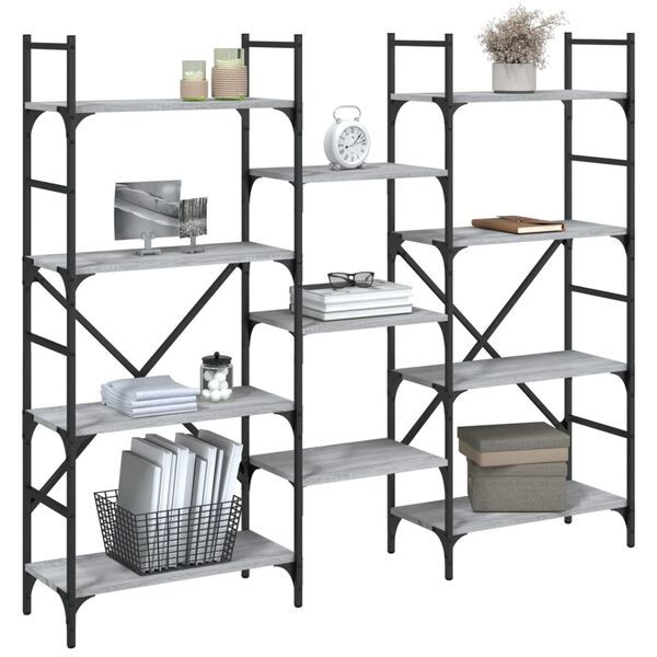 vidaXL Bookshelf Grey Sonoma 160x28.5x136.5 cm Engineered Wood