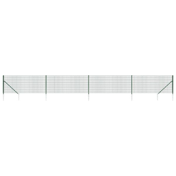 vidaXL Wire Mesh Fence with Spike Anchors Green 1x10 m