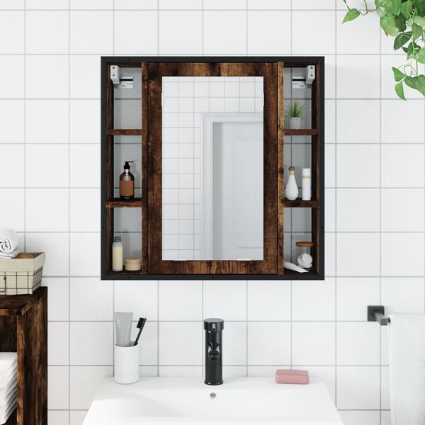 vidaXL Bathroom Mirror Cabinet Smoked Oak 60x16x60 cm Engineered Wood
