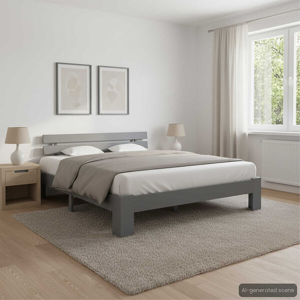 vidaXL Bed Frame without Mattress Grey Solid Pine Wood 180x200 cm Super King