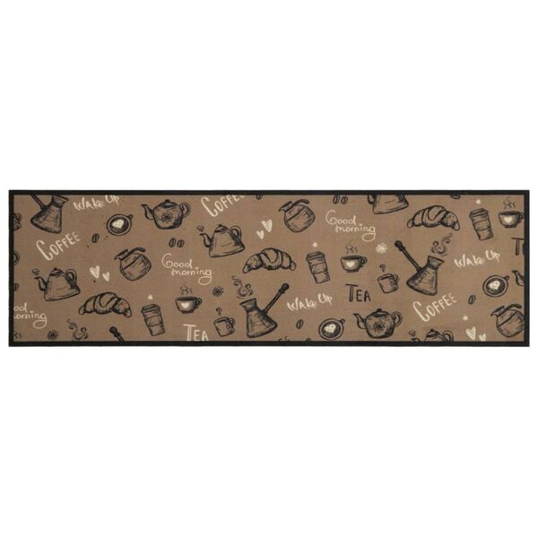 vidaXL Kitchen Rug Washable Morning Brown 45x150 cm Velvet