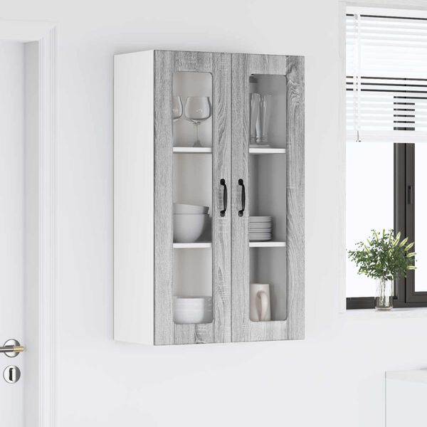 vidaXL Kitchen Wall Cabinet Wall-mounted Grey Sonoma 60 x 31 x 100 cm