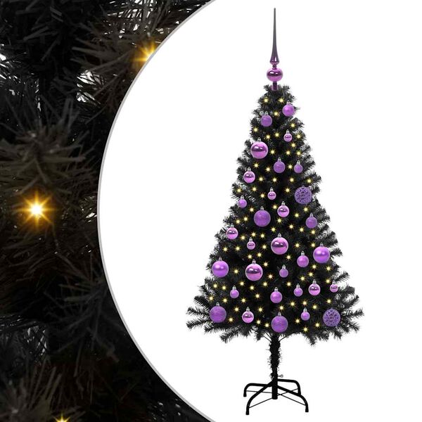 vidaXL Christmas Tree with 150 LEDs with Stand Black 120 cm PVC