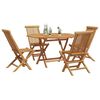 vidaXL Garden Dining Set Folding 5 pcs Brown Solid Teak wood