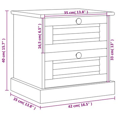 vidaXL Bedside Cabinet VIGO 42x35x40 cm Solid Wood Pine