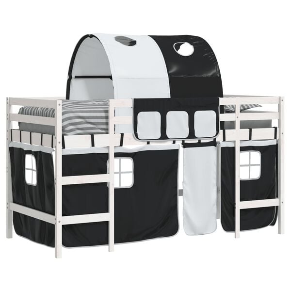 vidaXL Kids' Loft Bed with Tunnel without Mattress White&Black 80x200cm