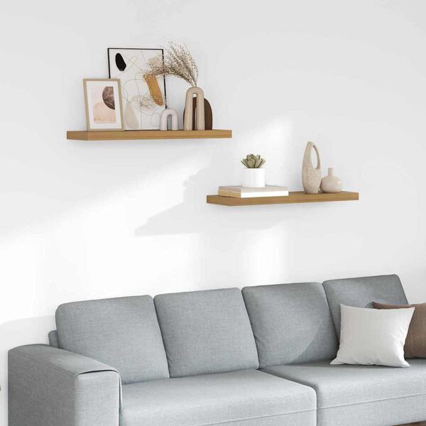 vidaXL Wall Shelf 2 pcs Brown 80 x 23.5 x 4 cm Engineered Wood
