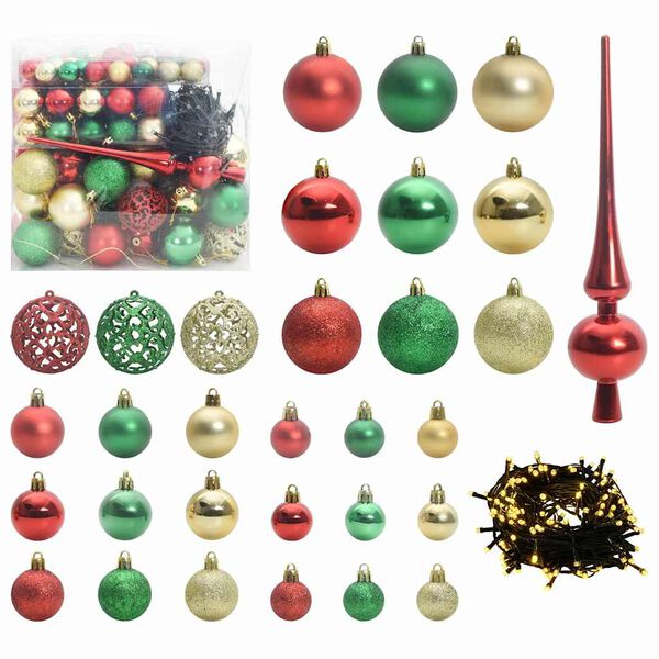 vidaXL Christmas Bauble Set with 300 LEDs 120 pcs Multicolour Plastic