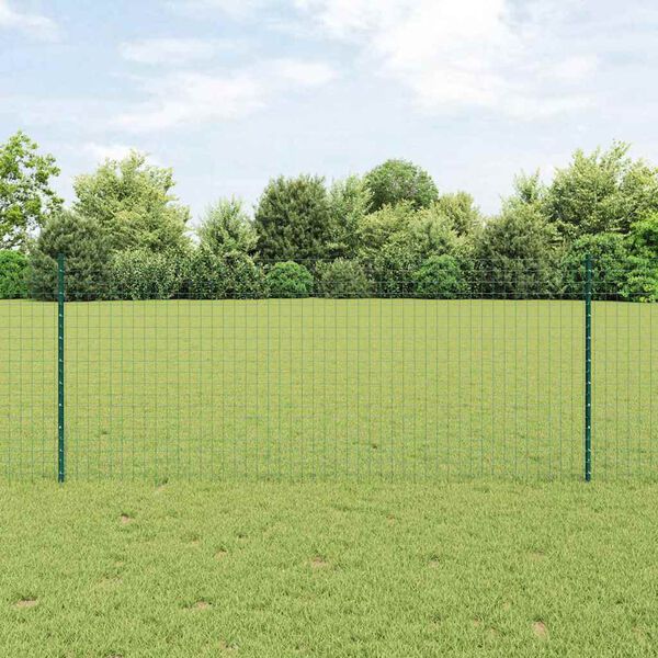 vidaXL Fence Posts Height Adjustable Manual 22 pcs Green 140 cm Steel