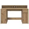 vidaXL Desk with LED Lights Artisian Oak 140x55x91 cm Engineered Wood