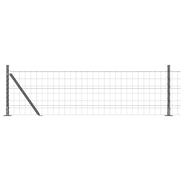 vidaXL Fence with Post Grey 0.6 x 25 m Steel and PVC