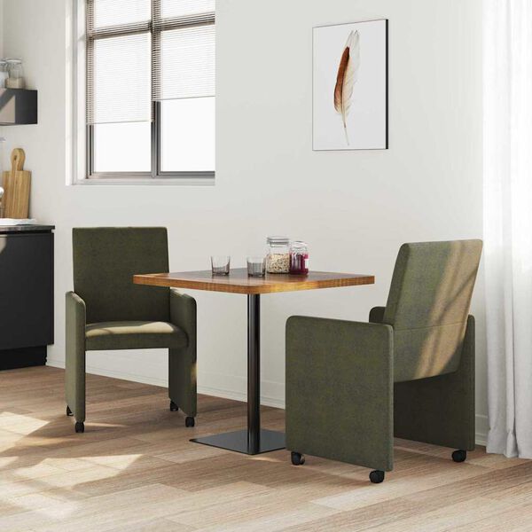 vidaXL Dining Chairs with Wheels 2 pcs Army green 57 x 66 x 94 cm