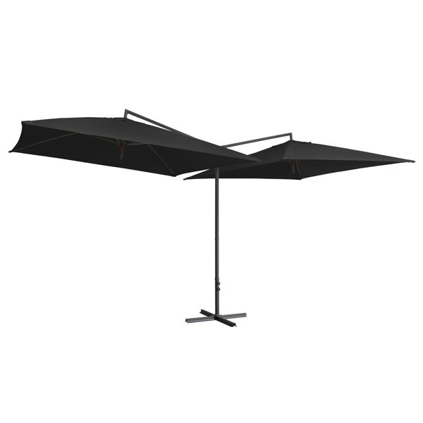 vidaXL Double Parasol with Steel Pole 250x250 cm Black