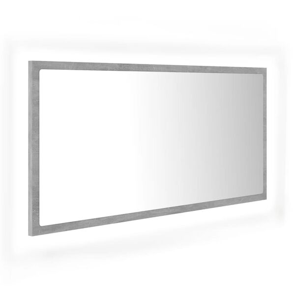 vidaXL LED Bathroom Mirror Concrete Grey 90x8.5x37 cm Acrylic