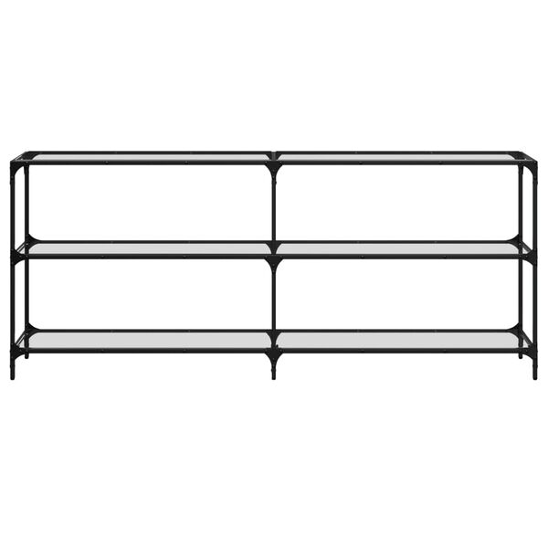 vidaXL Console Table with Transparent Glass Top 194.5x30x81 cm Steel