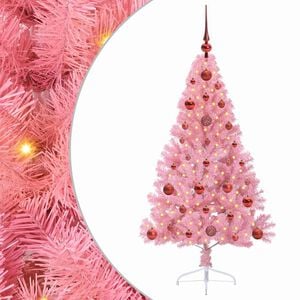 vidaXL Artificial Pre-lit Christmas Tree with 150 LEDs Pink 120 cm PVC