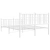 vidaXL Metal Bed Frame without Mattress with Footboard White 137x190cm