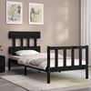 vidaXL Bed Frame without Mattress Black Small Single Solid Wood Pine