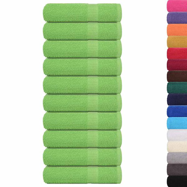 vidaXL Hand Towels "FROGN" 10 pcs Apple Green 50x100 cm 360 gsm