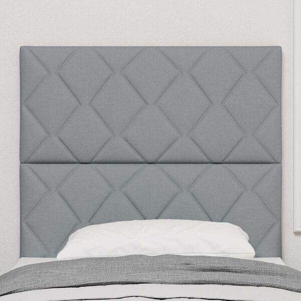 vidaXL Headboard with LED Strip Lights Light Grey 100 cm Fabric